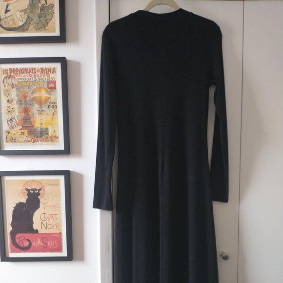 Wilfred Ines Long-Sleeve Ribbed Knit Stretch Midi Dress in Black - Picture 12 of 13